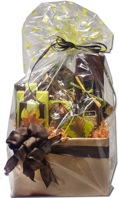 Cello-wrapped gift basket