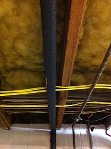 Insulation around the hot water pipes