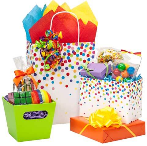 Rainbow Confetti Paper Shopping Bags