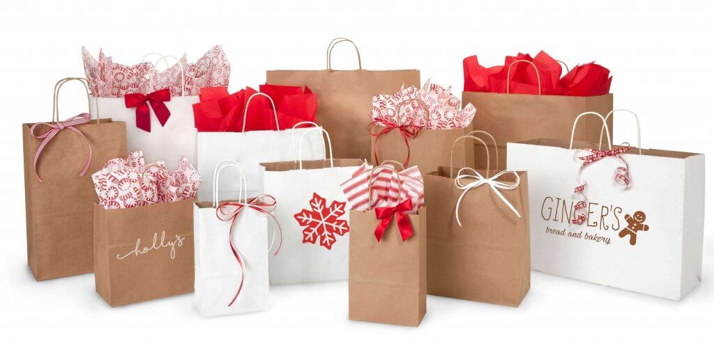 Kraft and White Christmas Bags