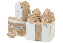 Wired Burlap Pearl Edge Ribbon