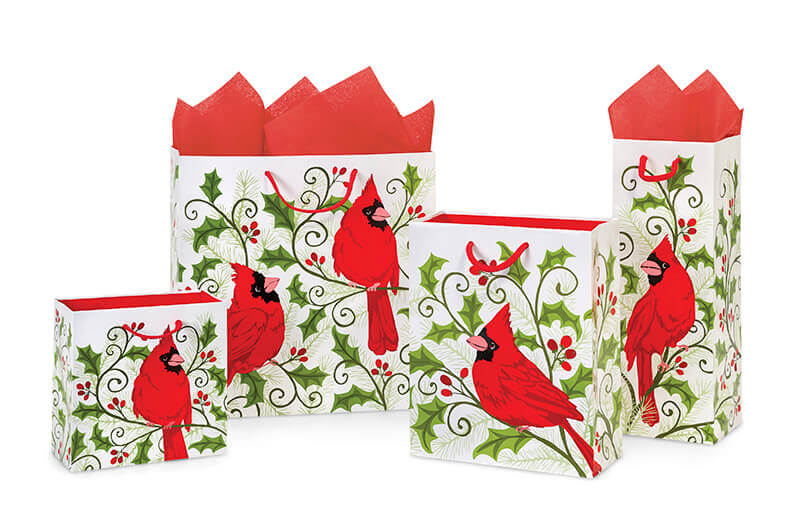 Holly Berry Cardinal Gift Bags